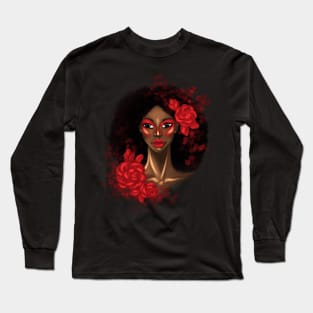 Black Girl Afro Roses Unapologetically Black Long Sleeve T-Shirt